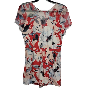 PARKER Silk floral short sleeve sheer romper